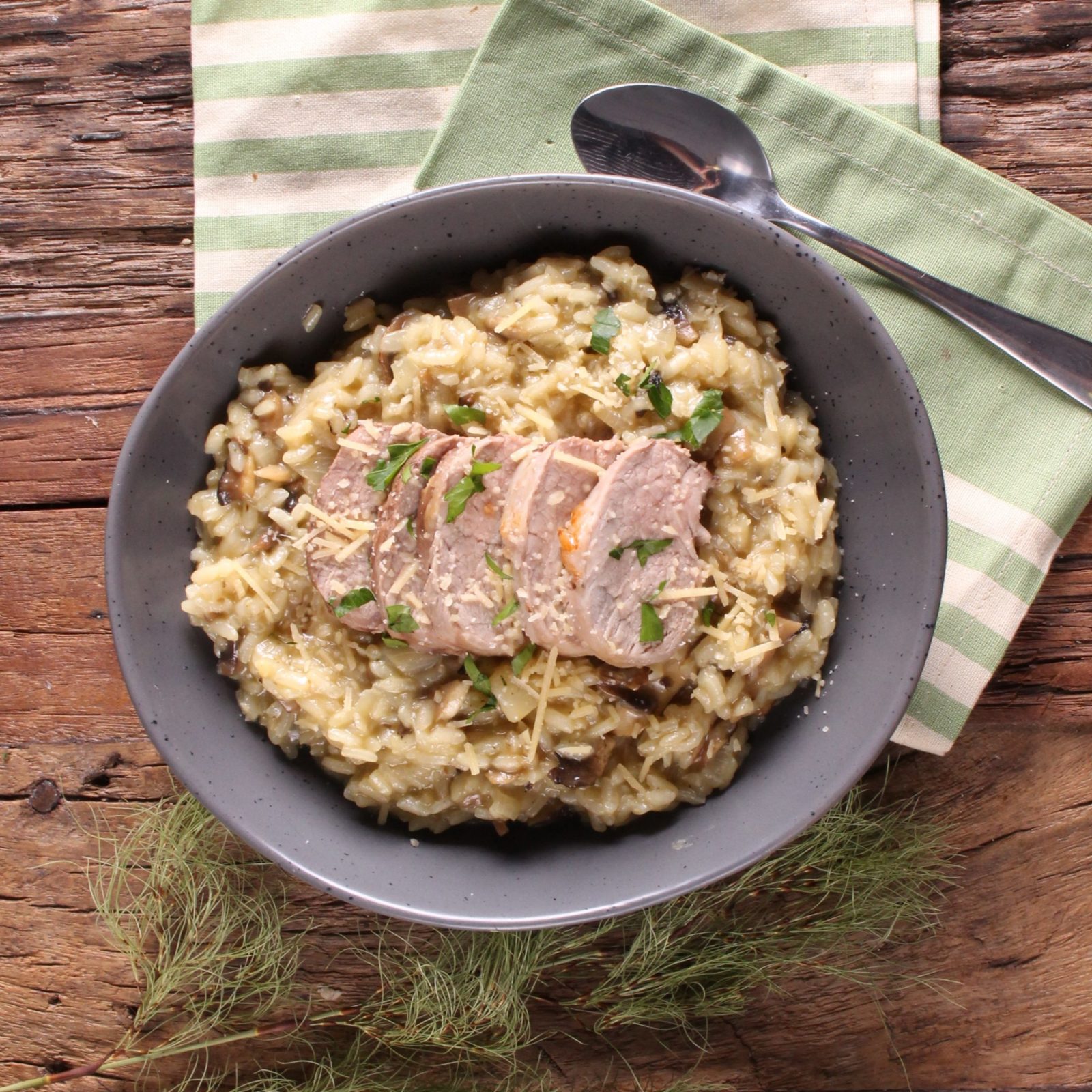 Mushroom Risotto with Pork Tenderloin SunPork Fresh Foods