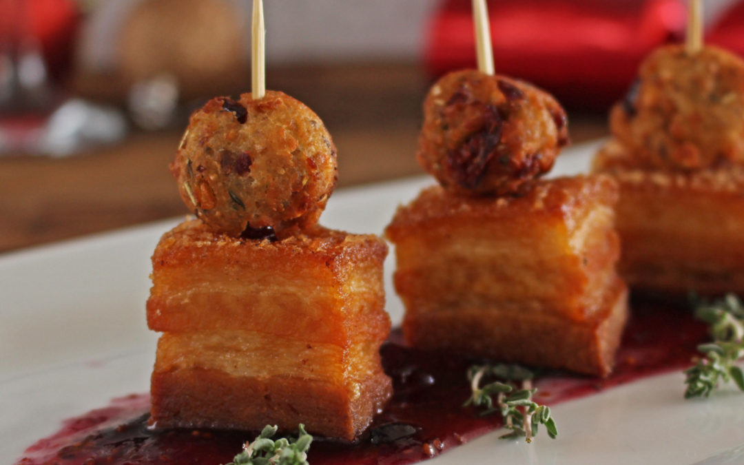 Pork Belly and Stuffing Bites
