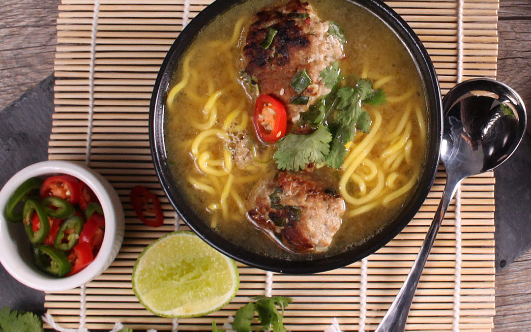 Pork Meatballs in Ginger Noodle Soup