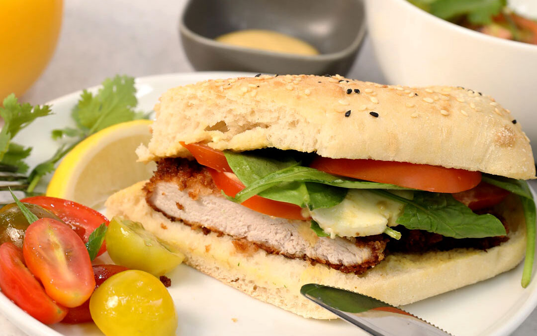 Milanese Style Pork Sandwich with Tomato Salad